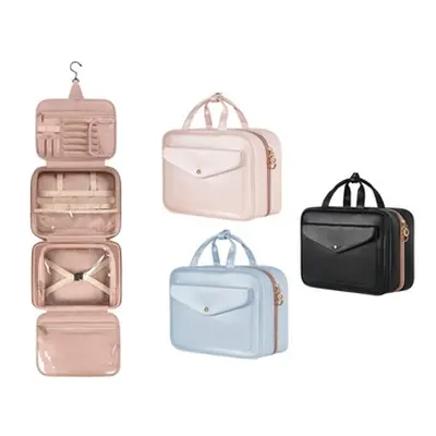 Women'sPortable Travel Cosmetic and Wash Kit Storage Bag,Peach Pink