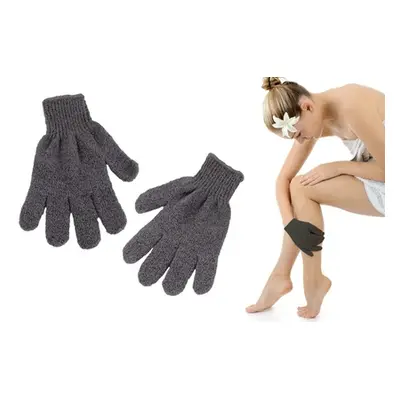 Glamza Bamboo Charcoal Exfoliating Gloves, One Pair