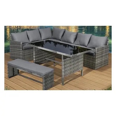 Oseasons Rattan-Effect Dining Set, Eight-Seater,Pewter Grey