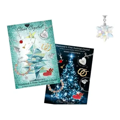 Moissanite Diamond and Crystal Jewellery Advent with Free Necklace, Teal-Blue-Snow