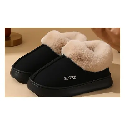 Padded furry non-slip shoes, Black,7.5-8