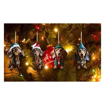 Christmas Countdown Cute Dachshund and Cat Pendant Set,Dog