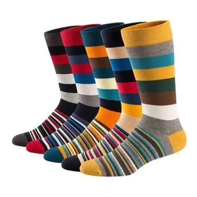 Men'sColour Stripe Socks, 10 Pairs