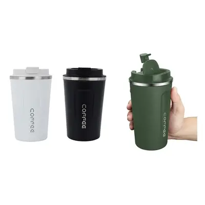 Travel-Friendly Insulated Stainless Steel Coffee Mug, White,510ml