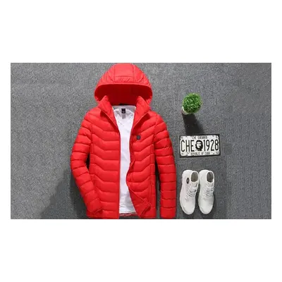 Men'sWinter Hooded Coat with Smart Heating System,Red,S