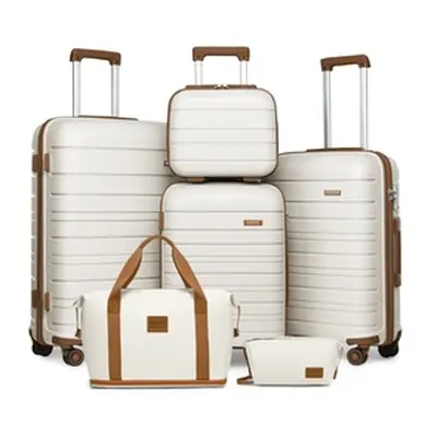 Hard Shell PP Suitcase With TSA Lock, K2091L 14+20+24+28 cream suitcase set+ EA2212 travel bag B