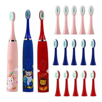 Children s Electric Toothbrush with Six Brush Heads, Blue