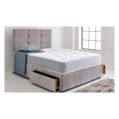 Complete Divan Bed and Mattress Set, Single,Silver,No Drawers