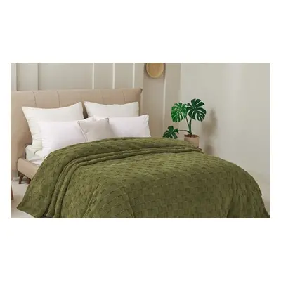 Double-Faced Plush Jacquard Pattern Flannel Blanket Soft And Relaxing,Green,130 cm