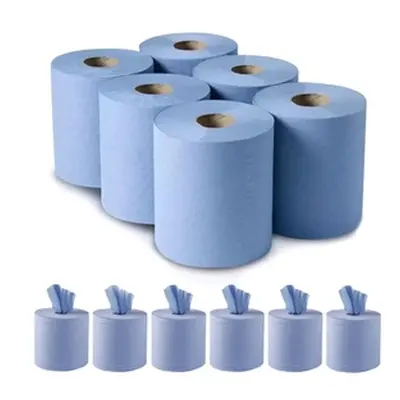 6 12 or 18 Blue Two-Ply Centrefeed Kitchen Rolls, 12 Rolls