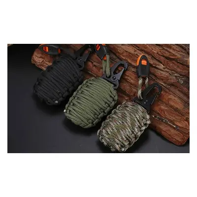 Survival Grenade 21 Piece Kit with Carabiner, Black Survival Grenade