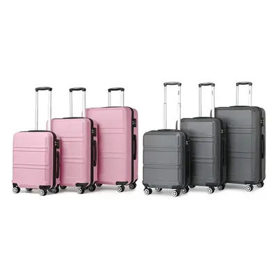 Durable Polycarbonate and ABS Hard Shell Suitcase with TSA Lock, Three-Piece Set ,Pink