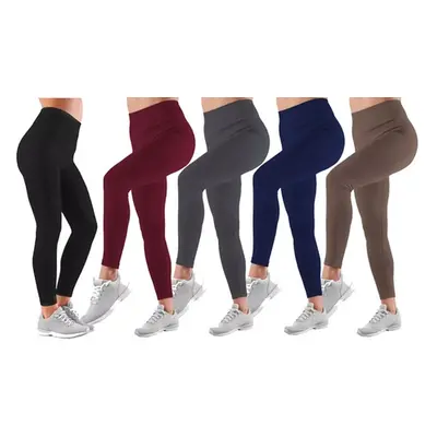 (BIG-90) Plus Size Fleece Lined Seamless Leggings - BLACK - 4 PAIRS - 20,22