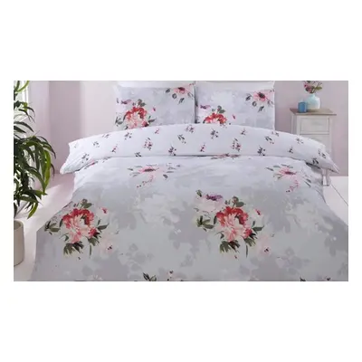 Floral Easy Care Duvet Set, Margo - Grey,Double