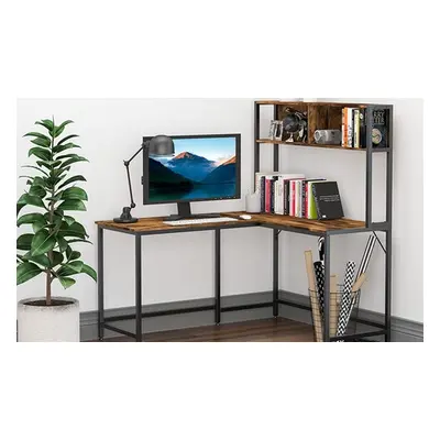 HomCom Rustic L-Shaped Corner Desk