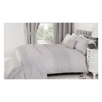 Everdean Floral Embroidered Duvet Set, Single Duvet Set,Silver