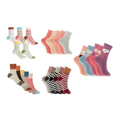 Women'sThick Woolly Socks, Design E,Five