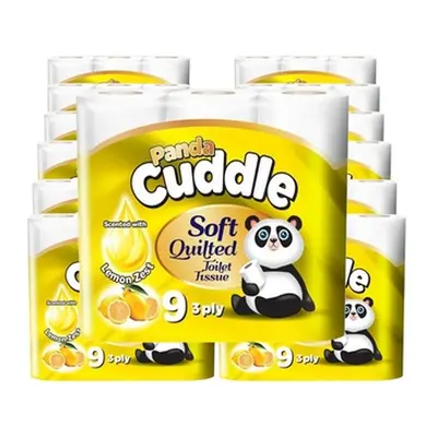 Up To 60 Rolls of Panda Cuddle Lemon Zest Quilted Toilet Rolls, 24