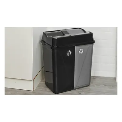 Zero Waste Bin with Two Compartments, 100L,Black-Metallic