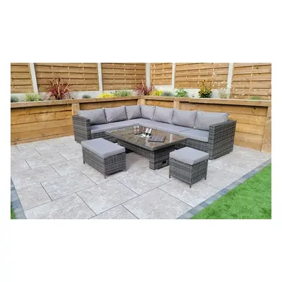 L-Shaped Rattan-Effect Corner Sofa Set, With Cover