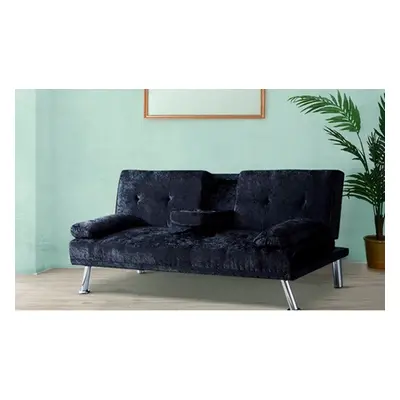 Crushed Velvet Reel Sofa Bed, Black