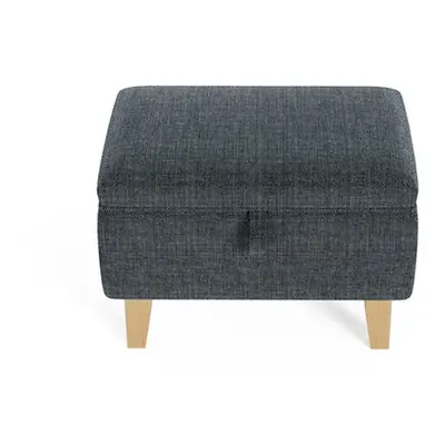 Linen Upholstered Storage Ottoman Footstool