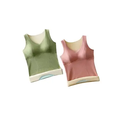 Self Heating Vest Built-in Bra Thermal Underwear, Pink,3XL