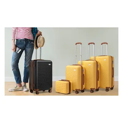 Kono Flexible Hard Shell Abs Suitcases, One of Each,Yellow,Three