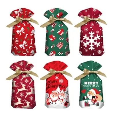 50-Piece Christmas Drawstring Gift Bag Set, Pattern 5