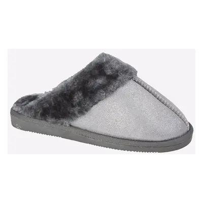 Women'sJuliet Cuff Silver Mule Slipper, UK 6