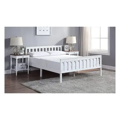 White Wooden Bed , Double