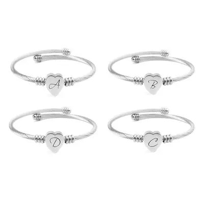 Heart Cable Initial Bracelet, O