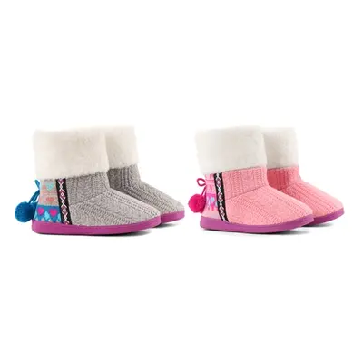 Ladies Eskimo Fur Lined Boot Slippers, Pink ,7-8UK