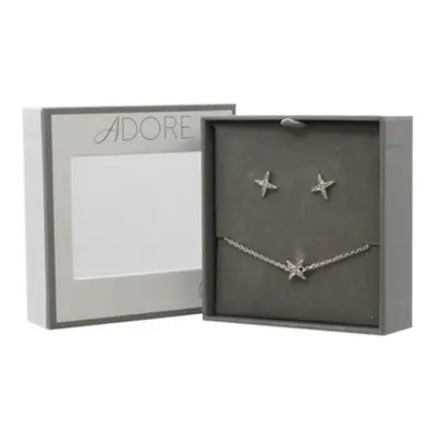 Adore Elegance Silver Earring and Bracelet Set