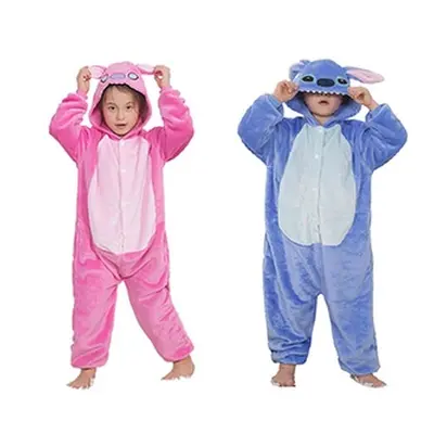 Lilo and Stitch Inspired Matching Flannel Onesie, Blue,UK12-14