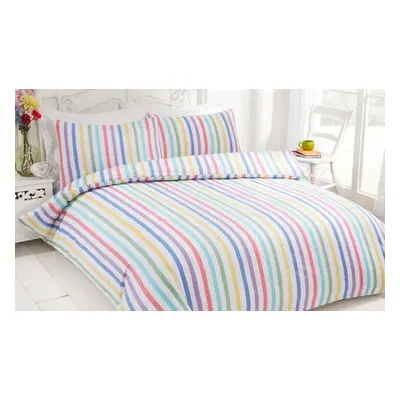 Cosy Brushed Cotton Candy Striped Duvet Set, Single