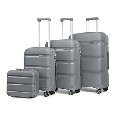 Unveiling Grey PP Hard Shell Suitcases in a Spectrum of Sizes,14-inch,One