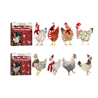 Four-Piece Christmas Scarf Chicken Ornament Set, One Set,Style 1