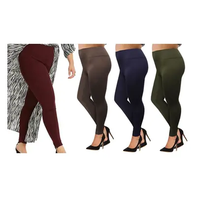 Two-Pack Plus Size Warm Thermal Fleece Lined Full Length Leggings, BLACK + WINE,4XL-5XL