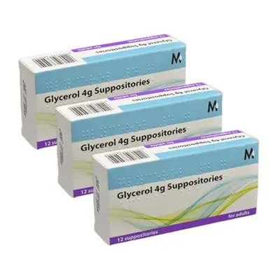 12-Pack Adult Glycerin Suppositories for Constipation Relief