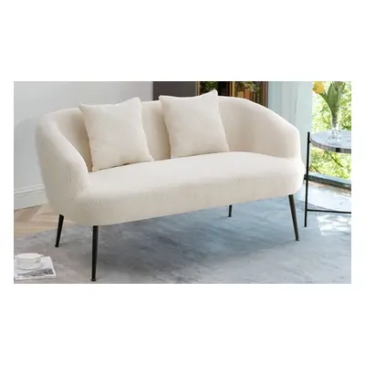 White Teddy Fabric Loveseat