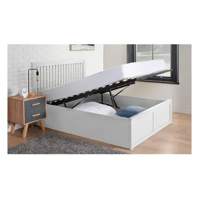 White Wooden Ottoman Bed, Double