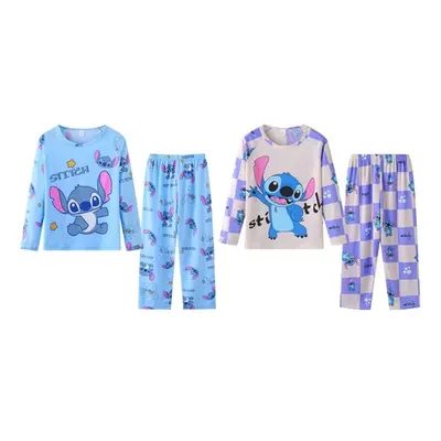 Stitch Inspired 2-Piece Children s Pyjamas, Blue,13-14Y Cute Cartoon Print Children’s Pajamas