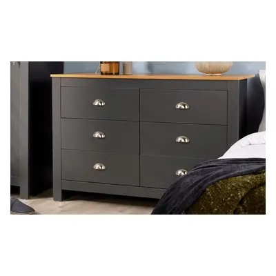 Furniture Dealz Camden 6 Drawer Chest Storage Unit - Grey