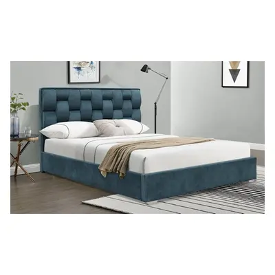 Sydney Fabric Upholstered Bed Frame, Double,Frame with Silver Mattress,Duck Egg Blue