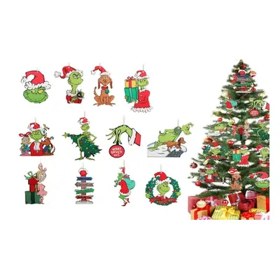 Grinch Inspired Christmas Tree Ornaments Set