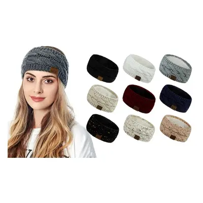 Soft Fleece Lined Headband and Ear Warmer, Black Dots