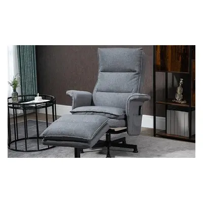 HomCom Grey Recliner Chair and Footstool Set