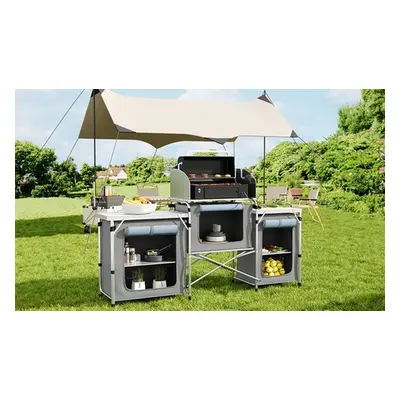 Portable Outdoor Foldable Cooking Table with Storage Space