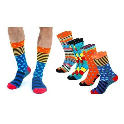 Men'sGeo Pattern Colourful Cotton Socks,Eight